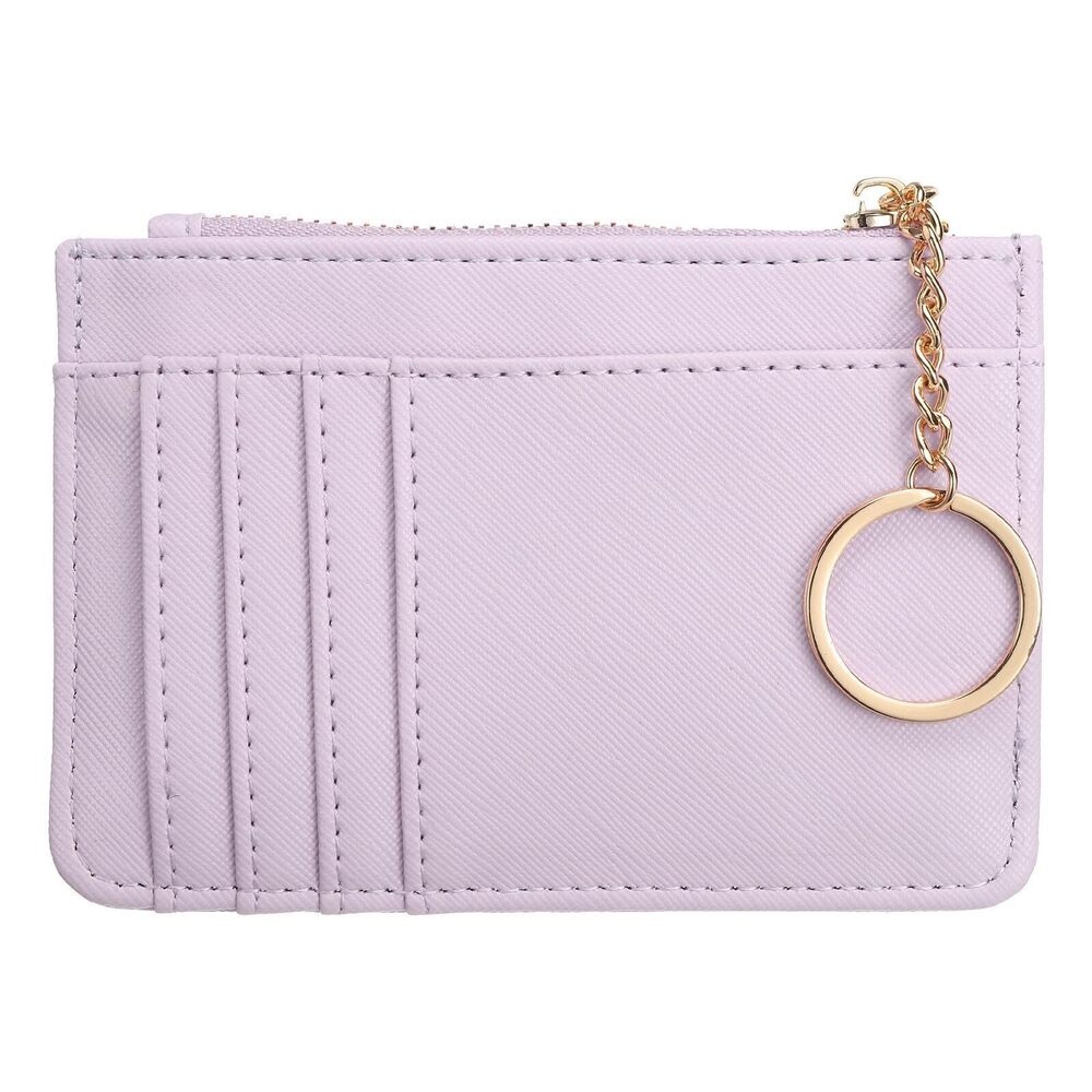 5355 Small Credit Card Wallet Expanded Slim Wallet with Key Rings, PU